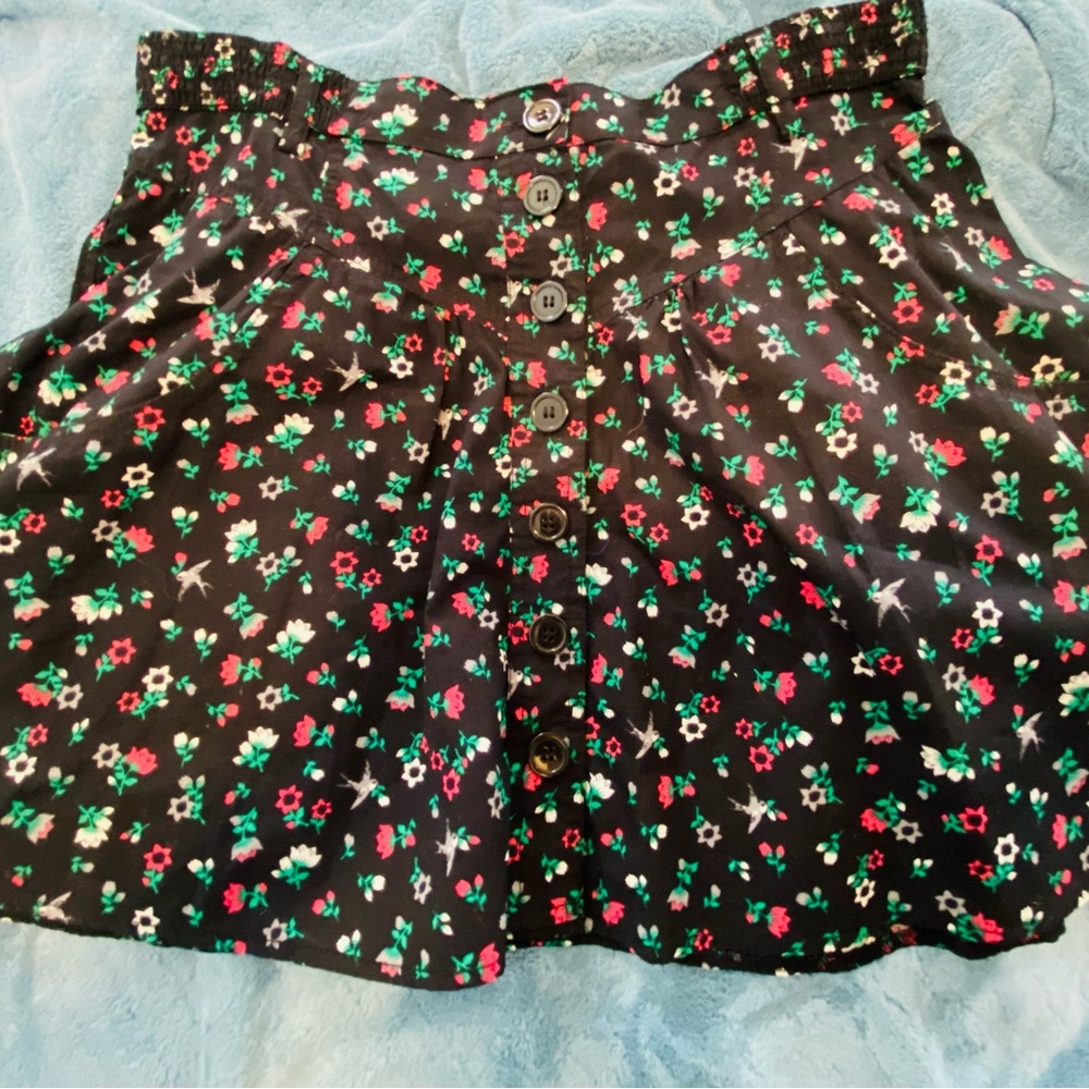 40weft Black Floral Mini Skirt